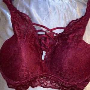 Fully lined lace pushup crisscross ribbon frnt szM